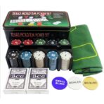 Set de Poker Complex cu 200 de jetoane Embo, Include 2 seturi de carti, Texas Hold`em set, portabil, cutie depozitare