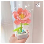 Set de Constructie Trandafir in Ghiveci, Embo, 4 Ani, Ornament Creativ, 16x6.2 cm, Roz - imagine 2
