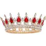 Diadema, Embo, din Aliaj, cu Cristale, Accesoriu Par, Aniversare, Nunta, Petrecere, 15 x 5.3 x 12.5 cm, Rosu/Alb