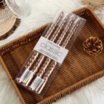 Set 4 Lumanari pentru Masa, Cina, Decor, Embo, Model Rasucit, Lungime 25 cm, Bronz