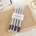 Set 4 Lumanari pentru Masa, Cina, Decor, Embo, Model Rasucit, Lungime 25 cm, Argintiu