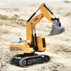 Excavator Jucarie pentru Copii, Embo, Jucarie Excavator cu Telecomanda, Jucarie de Constructie, Acumulator cu Incarcare USB, 23 x 22 x 9 cm, Portocaliu - imagine 3