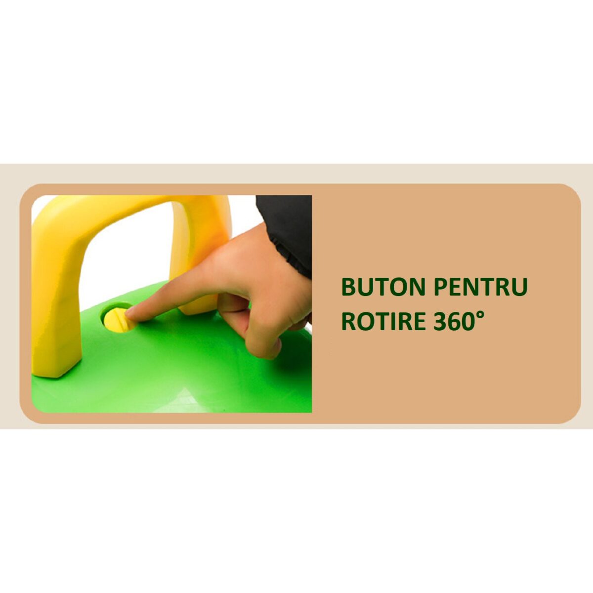 Excavator pentru Copii, Embo, 1-3 Ani, Greutate Portanta 30 kg, Muzica si Lumini, Rotatie 360 Grade, 45 x 31 x 35 cm, 4 Roti, Verde - imagine 2