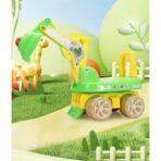 Excavator pentru Copii, Embo, 1-3 Ani, Greutate Portanta 30 kg, Muzica si Lumini, Rotatie 360 Grade, 45 x 31 x 35 cm, 4 Roti, Verde - imagine 5