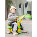 Excavator pentru Copii, Embo, 1-3 Ani, Greutate Portanta 30 kg, Muzica si Lumini, Rotatie 360 Grade, 45 x 31 x 35 cm, 4 Roti, Verde - imagine 7