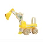 Excavator pentru Copii, Embo, 1-3 Ani, Greutate Portanta 30 kg, Muzica si Lumini, Rotatie 360 Grade, 45 x 31 x 35 cm, 4 Roti, Galben - imagine 2