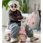 Excavator pentru Copii, Embo, 1-3 Ani, Greutate Portanta 30 kg, Muzica si Lumini, Rotatie 360 Grade, 45 x 31 x 35 cm, 4 Roti, Roz - imagine 2