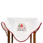 Fata de Masa Embo, Material In Brodat, cu Motiv Trei Pitici, 85 x 85 cm, Alb