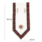 Fata de Masa Embo, Material In Brodat, cu Motive Florale de Craciun, 180 x 40 cm, Crem - imagine 3