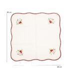 Fata de Masa Embo, Material In Brodat, cu Motive Florale de Craciun si Lumanari, 85 x 85 cm, Alb - imagine 2
