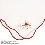 Fata de Masa Embo, Material In Brodat, cu Motive Florale de Craciun si Lumanari, 85 x 85 cm, Alb - imagine 3