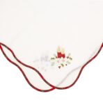 Fata de Masa Embo, Material In Brodat, cu Motive Florale de Craciun si Lumanari, 85 x 85 cm, Alb - imagine 5
