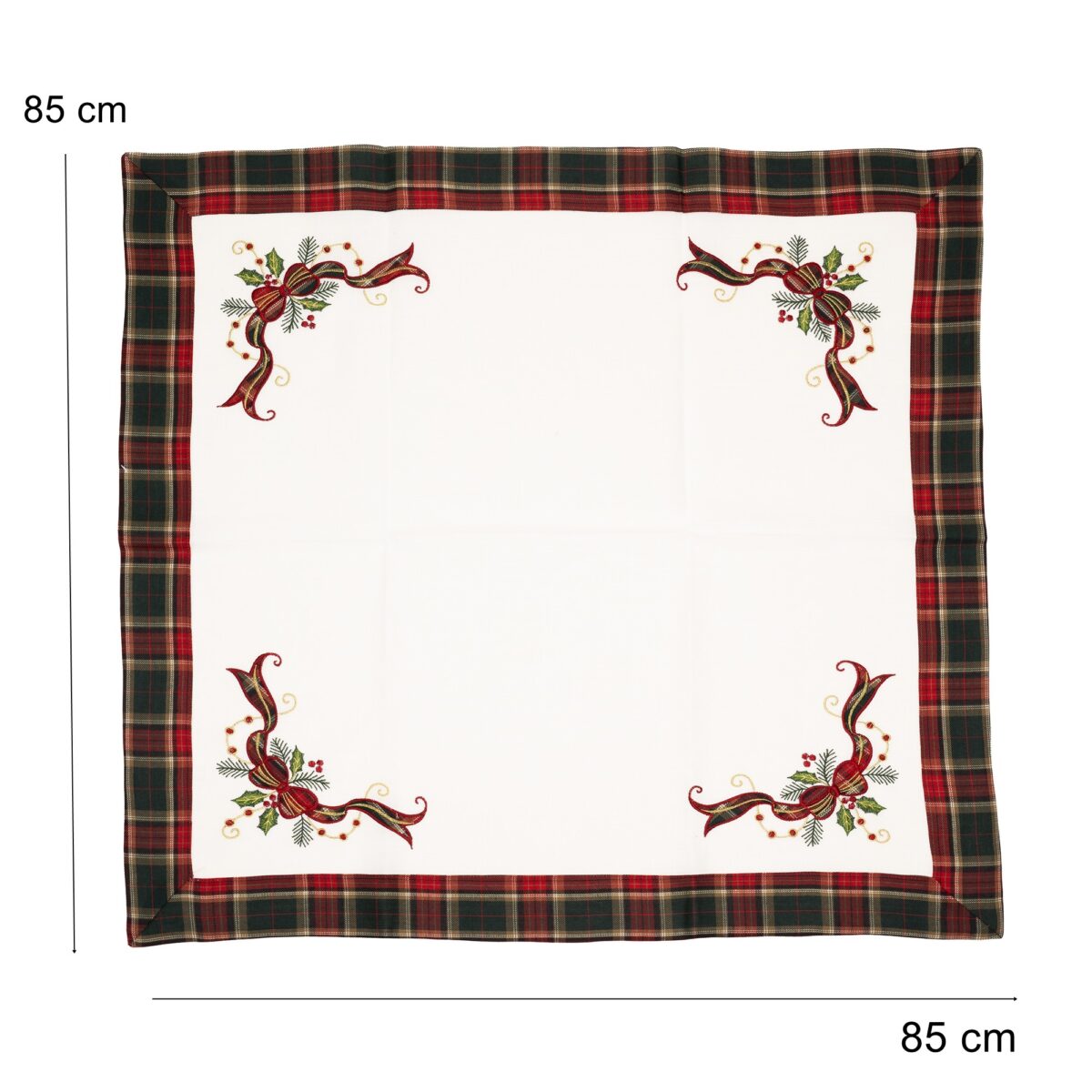 Fata de Masa Embo, Material In Brodat, cu Motive Fundita de Craciun, 85x85 cm, alba - imagine 2