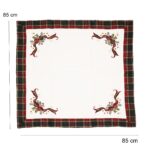 Fata de Masa Embo, Material In Brodat, cu Motive Fundita de Craciun, 85x85 cm, alba - imagine 2