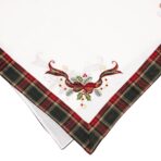 Fata de Masa Embo, Material In Brodat, cu Motive Fundita de Craciun, 85x85 cm, alba - imagine 5