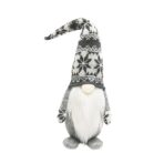 Figurina Decorativa, Pentru Craciun, Embo, Spiridus, Omul Padurii cu Barba Lunga, Inaltime 47 cm, Gri