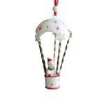 Figurina pentru Brad de Craciun, Embo, Model Om de Zapada in Balon cu Aer Cald, Ornament pentru Brad, din Metal, 11 x 5.5 x 5.5 cm, Alb - imagine 7