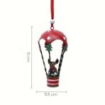 Figurina pentru Brad de Craciun, Embo, Model Ren in Balon cu Aer Cald, Ornament pentru Brad, din Metal, 11 x 5.5 x 5.5 cm, Rosu inchis - imagine 2