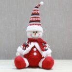 Figurina, Decoratiune Craciun, Om de zapada, 43x17 cm, rosu cu alb - imagine 2