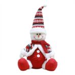 Figurina, Decoratiune Craciun, Om de zapada, 43x17 cm, rosu cu alb - imagine 3