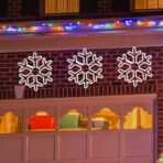 Fulg de Nea Luminos, Embo, 96 Led, cu Joc de Lumini, Transformator Inclus, 50x50 cm, Alb, Lumini Multicolore - imagine 4