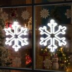 Fulg de Nea Luminos, Embo, 96 Led, cu Joc de Lumini, Transformator Inclus, 50x50 cm, Alb, Lumini Multicolore - imagine 6