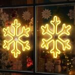 Fulg de Nea Luminos, Embo, 96 Led, cu Joc de Lumini, Transformator Inclus, 50x50 cm, Alb, Lumini Multicolore - imagine 10