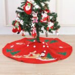 Covoras pentru bradul de Craciun Embo, lana, rosu/verde, 100 cm - imagine 2