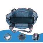 Geanta de Plaja, Embo, din Plasa Transparenta, Imprimeu Floral, 43 x 10 x 33 cm, Model pentru Umar, Lungime Inferioara 33 cm, Albastru - imagine 2