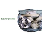 Geanta de Plaja, Embo, din Plasa Transparenta, Imprimeu Floral, 43 x 10 x 33 cm, Model pentru Umar, Lungime Inferioara 33 cm, Albastru - imagine 3