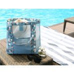 Geanta de Plaja, Embo, din Plasa Transparenta, Imprimeu Floral, 43 x 10 x 33 cm, Model pentru Umar, Lungime Inferioara 33 cm, Albastru - imagine 5