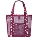 Geanta de Plaja, Embo, din Plasa Transparenta, Imprimeu Floral, 43 x 10 x 33 cm, Model pentru Umar, Lungime Inferioara 33 cm, Burgundy