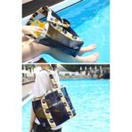 Geanta de Plaja, Embo, din Plasa Transparenta, Imprimeu Oops, 43 x 10 x 33 cm, Model pentru Umar, Lungime Inferioara 33 cm, Negru - imagine 3