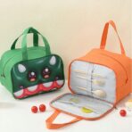 Geantă Frigorifică, Embo, cu Desene Animat 3D, Portabilă pentru Copii, de Prânz, din Pânză Oxford, 27.5x18x20 cm, Model Tigru, Portocaliu - imagine 4