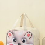 Geantă Frigorifică, Embo, cu Desene Animat 3D, Portabilă pentru Copii, de Prânz, din Pânză Oxford, 27.5x18x20 cm, Model Soricel, Bej - imagine 6