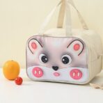 Geantă Frigorifică, Embo, cu Desene Animat 3D, Portabilă pentru Copii, de Prânz, din Pânză Oxford, 27.5x18x20 cm, Model Soricel, Bej - imagine 7