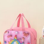 Geantă Frigorifică, Embo, cu Desene Animat 3D, Portabilă pentru Copii, de Prânz, din Pânză Oxford, 27.5x18x20 cm, Model Unicorn, Roz - imagine 8