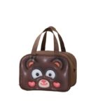 Geantă Frigorifică, Embo, cu Desene Animat 3D, Portabilă pentru Copii, de Prânz, din Pânză Oxford, 27.5x18x20 cm, Model Ursulet, Maro