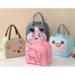 Geantă Frigorifică, Embo, cu Desene Animat, Portabilă pentru Copii, de Prânz, din Pânză Oxford, 22x14x19 cm, Model Vulpe, Gri - imagine 3