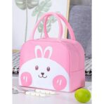 Geantă Frigorifică, Embo, cu Desene Animat, Portabilă pentru Copii, de Prânz, din Pânză Oxford, 22x14x19 cm, Model Iepuras, Roz - imagine 3