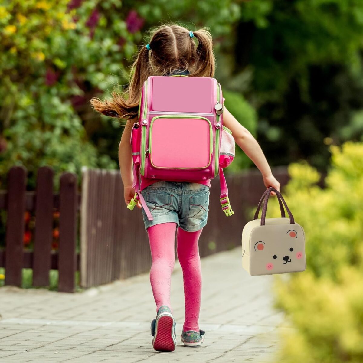 Geantă Frigorifică, Embo, cu Desene Animat, Portabilă pentru Copii, de Prânz, din Pânză Oxford, 22x14x19 cm, Model Ursulet, Bej - imagine 3