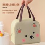 Geantă Frigorifică, Embo, cu Desene Animat, Portabilă pentru Copii, de Prânz, din Pânză Oxford, 22x14x19 cm, Model Ursulet, Bej - imagine 5