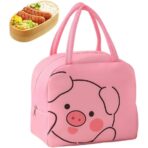 Geantă Frigorifică, Embo, cu Desene Animat, Portabilă pentru Copii, de Prânz, din Pânză Oxford, 22x14x19 cm, Model Purcelus, Roz - imagine 3