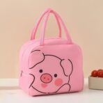 Geantă Frigorifică, Embo, cu Desene Animat, Portabilă pentru Copii, de Prânz, din Pânză Oxford, 22x14x19 cm, Model Purcelus, Roz - imagine 4