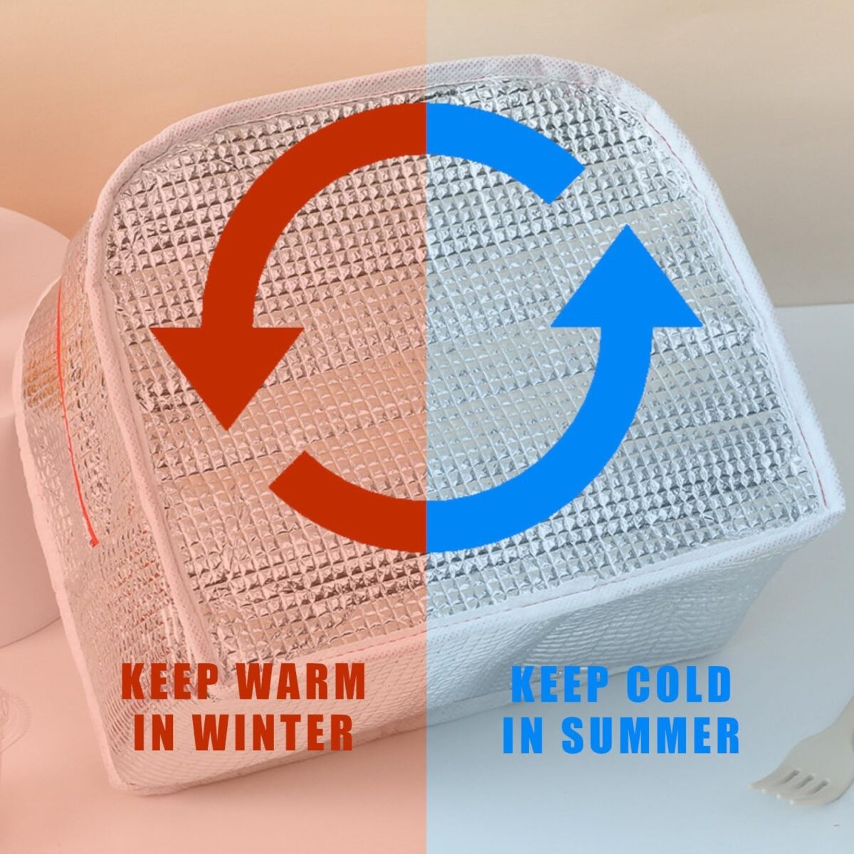 Geantă Frigorifică, Embo, cu Desene Animat, Portabilă pentru Copii, de Prânz, din Pânză Oxford, 22x14x19 cm, Model Pinguin, Albastru - imagine 9