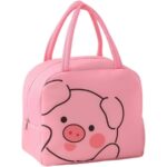 Geantă Frigorifică, Embo, cu Desene Animat, Portabilă pentru Copii, de Prânz, din Pânză Oxford, 22x14x19 cm, Model Purcelus, Roz