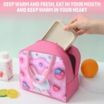 Geantă Frigorifică, Embo, cu Desene Animate 3D, Portabilă pentru Copii, de Prânz, din Pânză Oxford, 23x13x19 cm, Model Iepuras, Roz - imagine 3