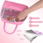 Geantă Frigorifică, Embo, cu Desene Animate 3D, Portabilă pentru Copii, de Prânz, din Pânză Oxford, 23x13x19 cm, Model Iepuras, Roz - imagine 5