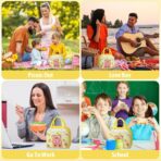 Geantă Frigorifică, Embo, cu Desene Animate 3D, Portabilă pentru Copii, de Prânz, din Pânză Oxford, 23x13x19 cm, Model Ursulet, Galben - imagine 4