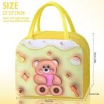 Geantă Frigorifică, Embo, cu Desene Animate 3D, Portabilă pentru Copii, de Prânz, din Pânză Oxford, 23x13x19 cm, Model Ursulet, Galben - imagine 7